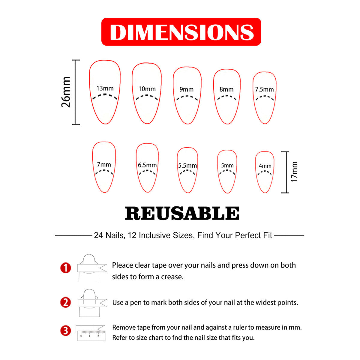 French Sweet Removable Fake Nails